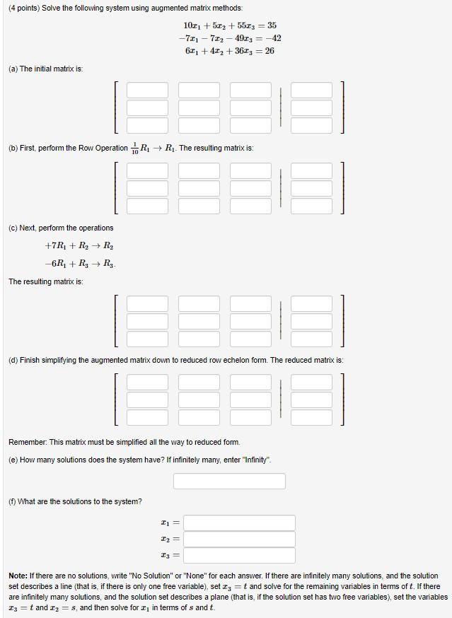 Solved (4 points) Solve the following system using augmented | Chegg.com