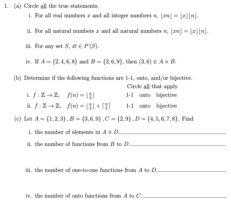 Solved 1 A Circle All The True Statements I For All Chegg Com