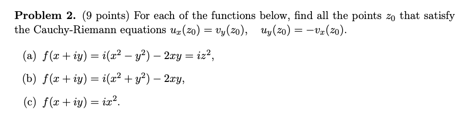 Solved Problem 2. (9 Points) For Each Of The Functions | Chegg.com