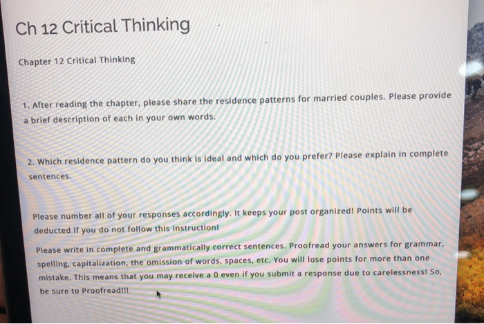 Solved Ch 12 Critical Thinking Chapter 12 Critical Thinking | Chegg.com