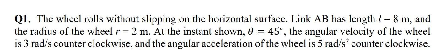Solved = Q1. The wheel rolls without slipping on the | Chegg.com