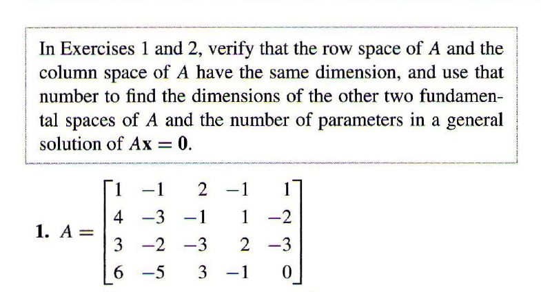 Solved W ww In Exercises 1 and 2 verify that the row space