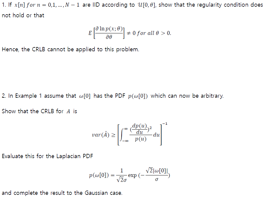 1. If x[n] for n=0,1,…,N−1 are IID according to | Chegg.com