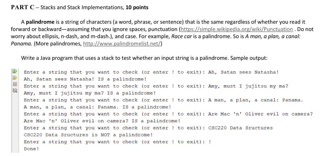 Solved Given: import java.util.Stack; /** * A class | Chegg.com