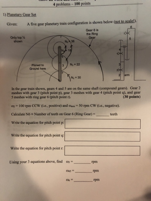 Solved 4 Problems 100 Points 1 Planetary Gear Set Given A Chegg Solved 4 Problems 100 Points 1 Planetary Gear Set Given A Chegg