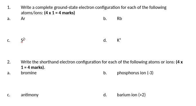 Solved 1. Write A Complete Ground-state Electron | Chegg.com