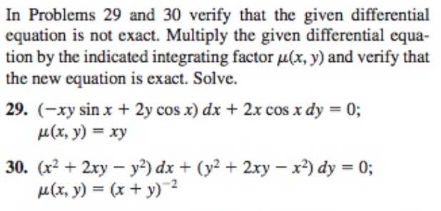 Solved In Problems 29 and 30 verify that the given | Chegg.com
