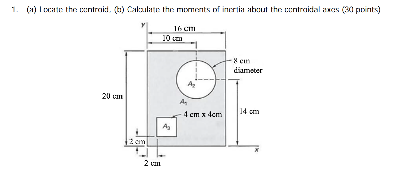 Solved 1. (a) Locate the centroid, (b) Calculate the moments | Chegg.com