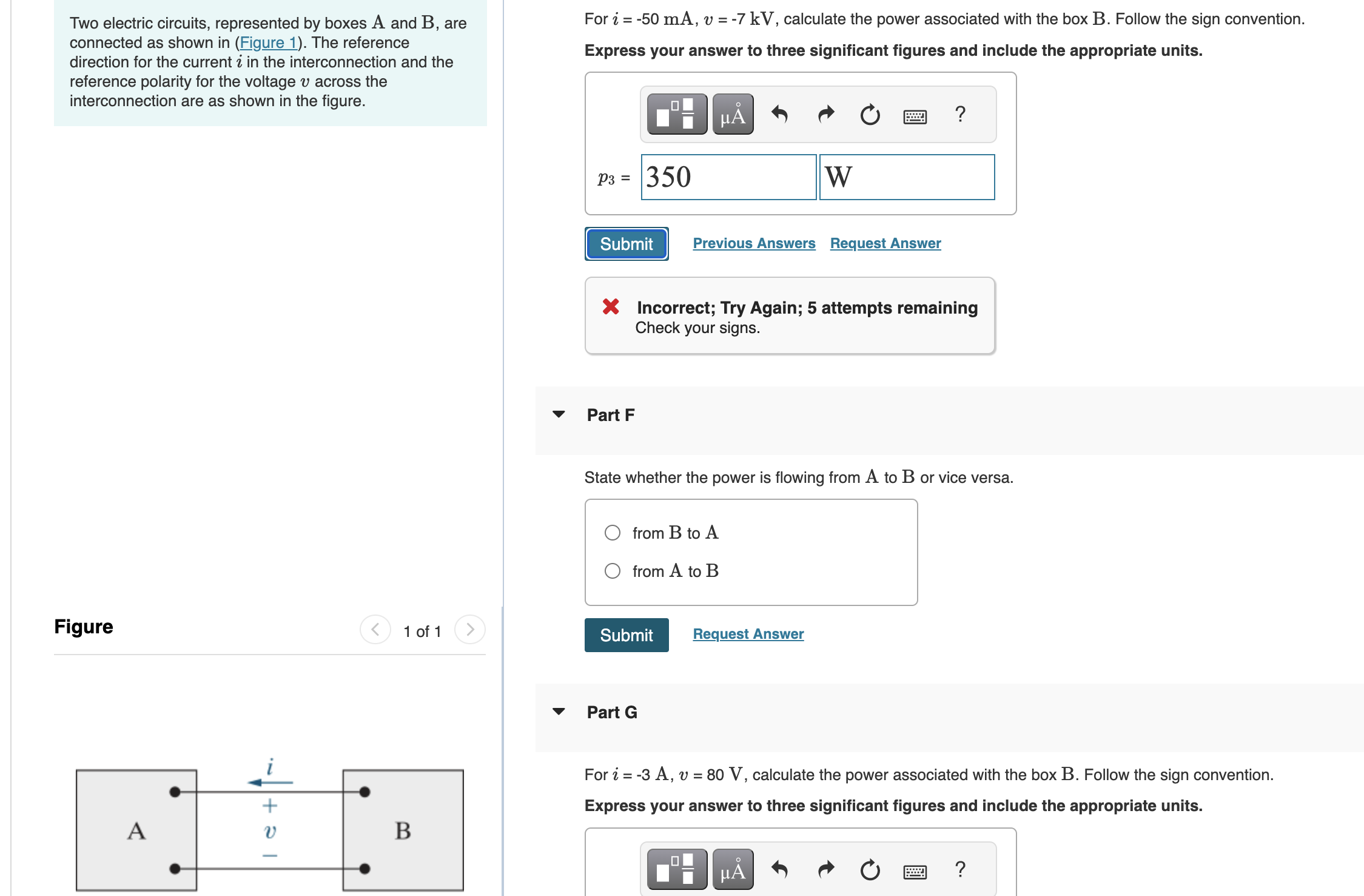 Solved Two Electric Circuits, Represented By Boxes A And B, | Chegg.com