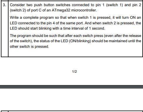 Solved 3. Consider two push button switches connected to pin | Chegg.com