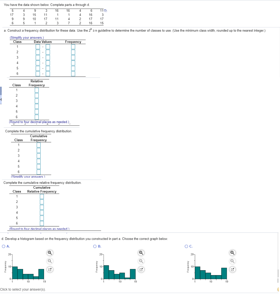Solved You have the data shown below. Complete parts a | Chegg.com