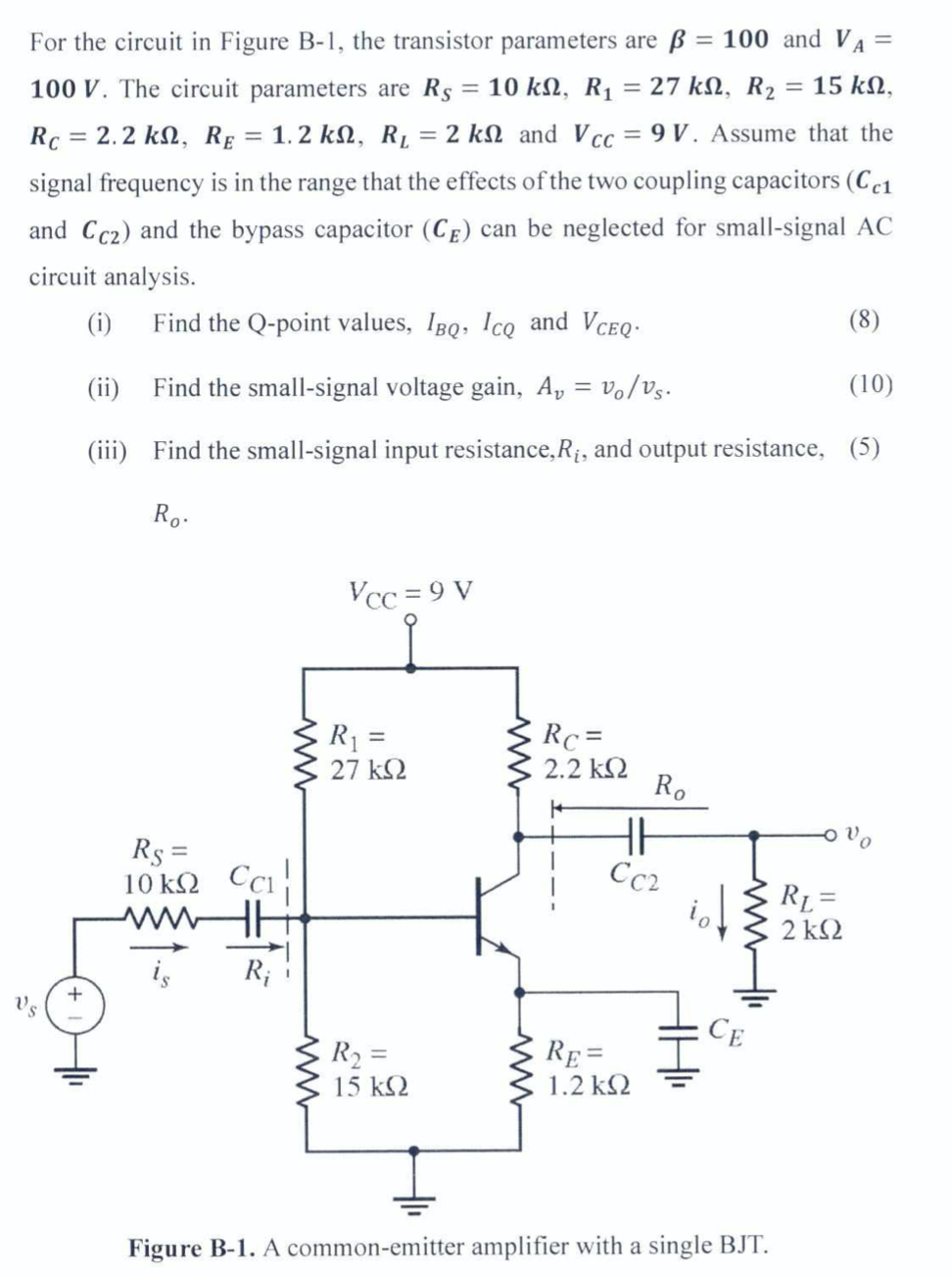 Solved For the circuit in Figure B-1, the transistor | Chegg.com