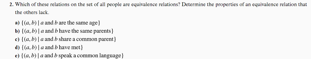 Solved 2. Which Of These Relations On The Set Of All People | Chegg.com