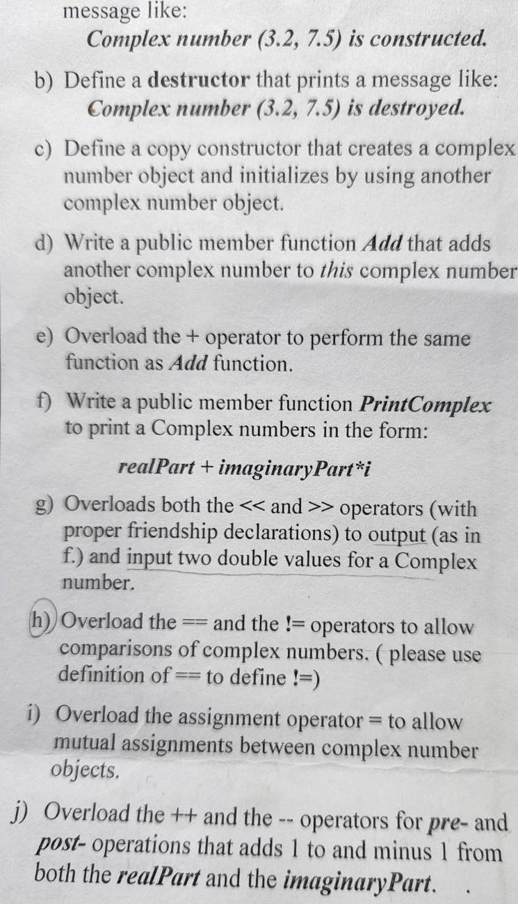 Solved II. Complex numbers have the form: (50%) real Part+ | Chegg.com
