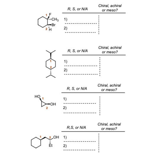 Solved For each numbered carbon in the following cyclic | Chegg.com