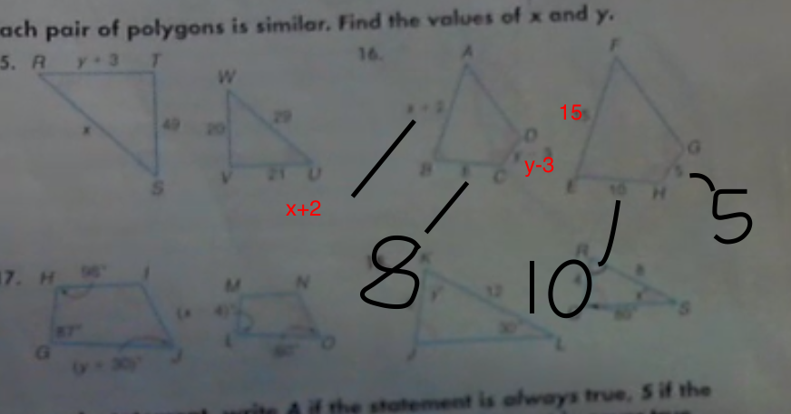 Solved Each pair of polygons is similar. Find the values of | Chegg.com