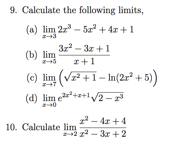 Solved Calculate the following limits, (a) | Chegg.com