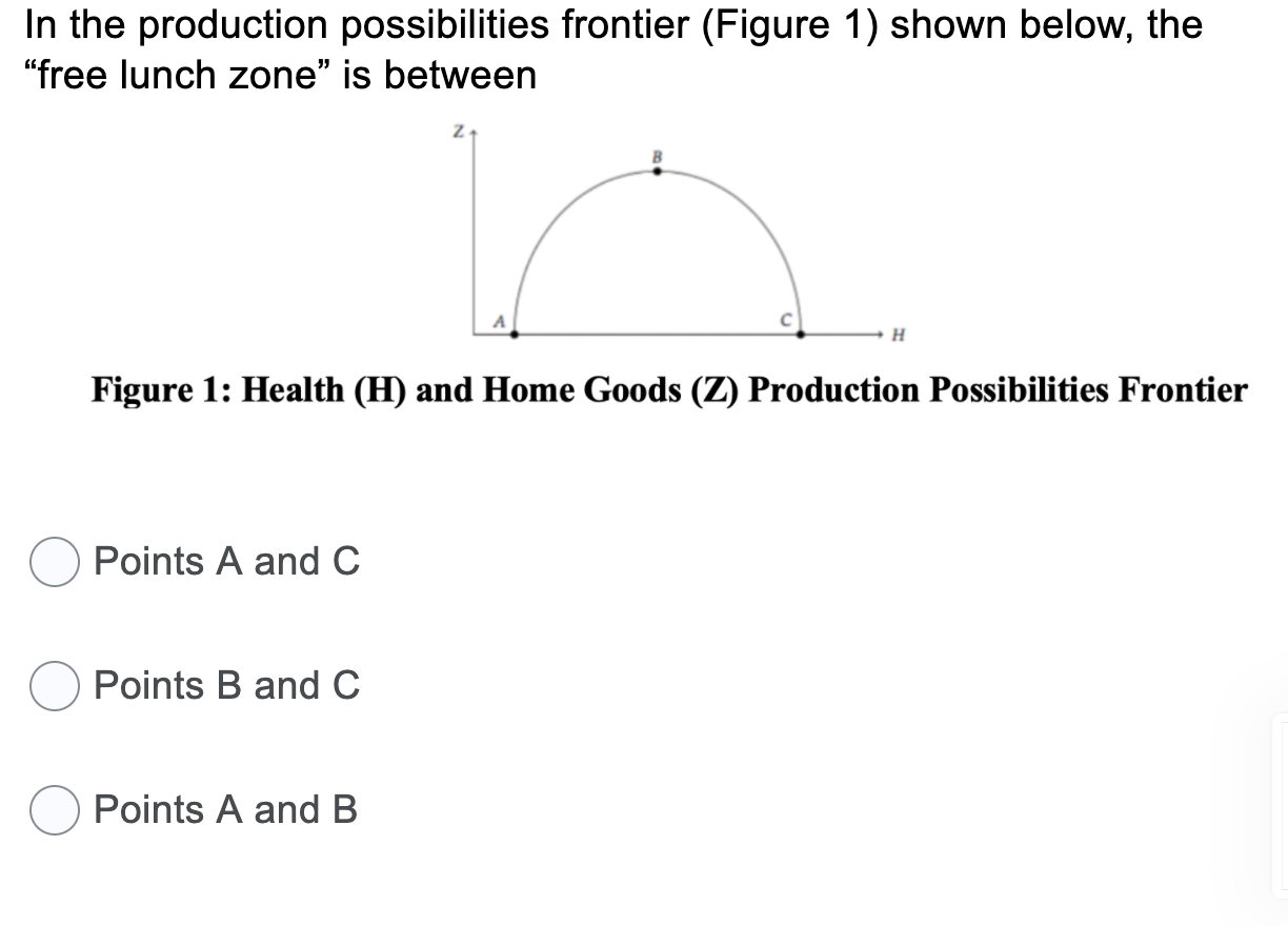 Solved In the production possibilities frontier (Figure 1) | Chegg.com