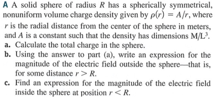 Solved A A solid sphere of radius R has a spherically | Chegg.com
