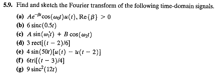 Solved 5.9. Find and sketch the Fourier transform of the | Chegg.com