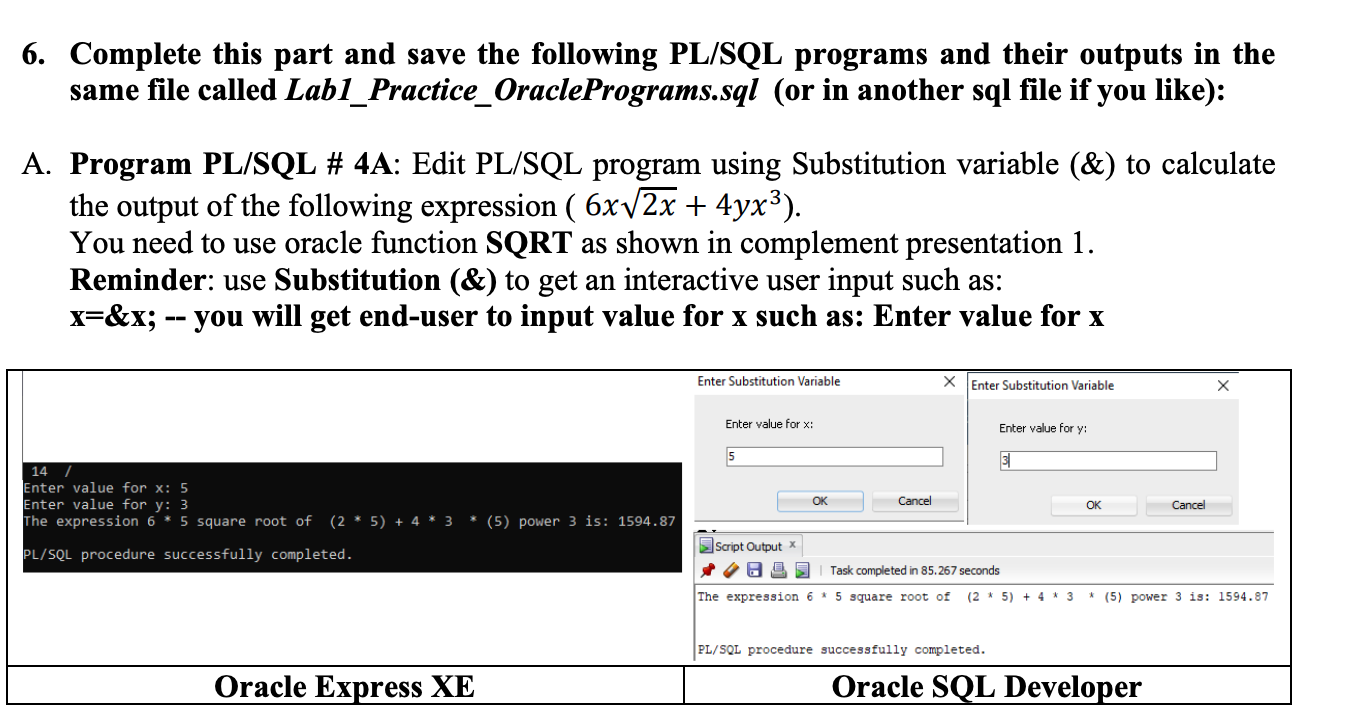 6. Complete this part and save the following PL/SQL | Chegg.com