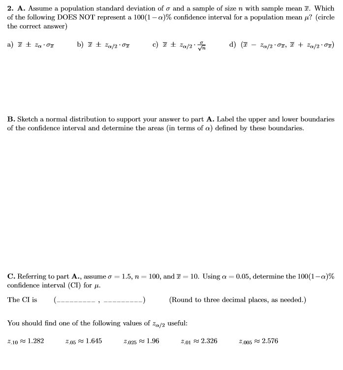 Solved 2. A. Assume a population standard deviation of o and | Chegg.com