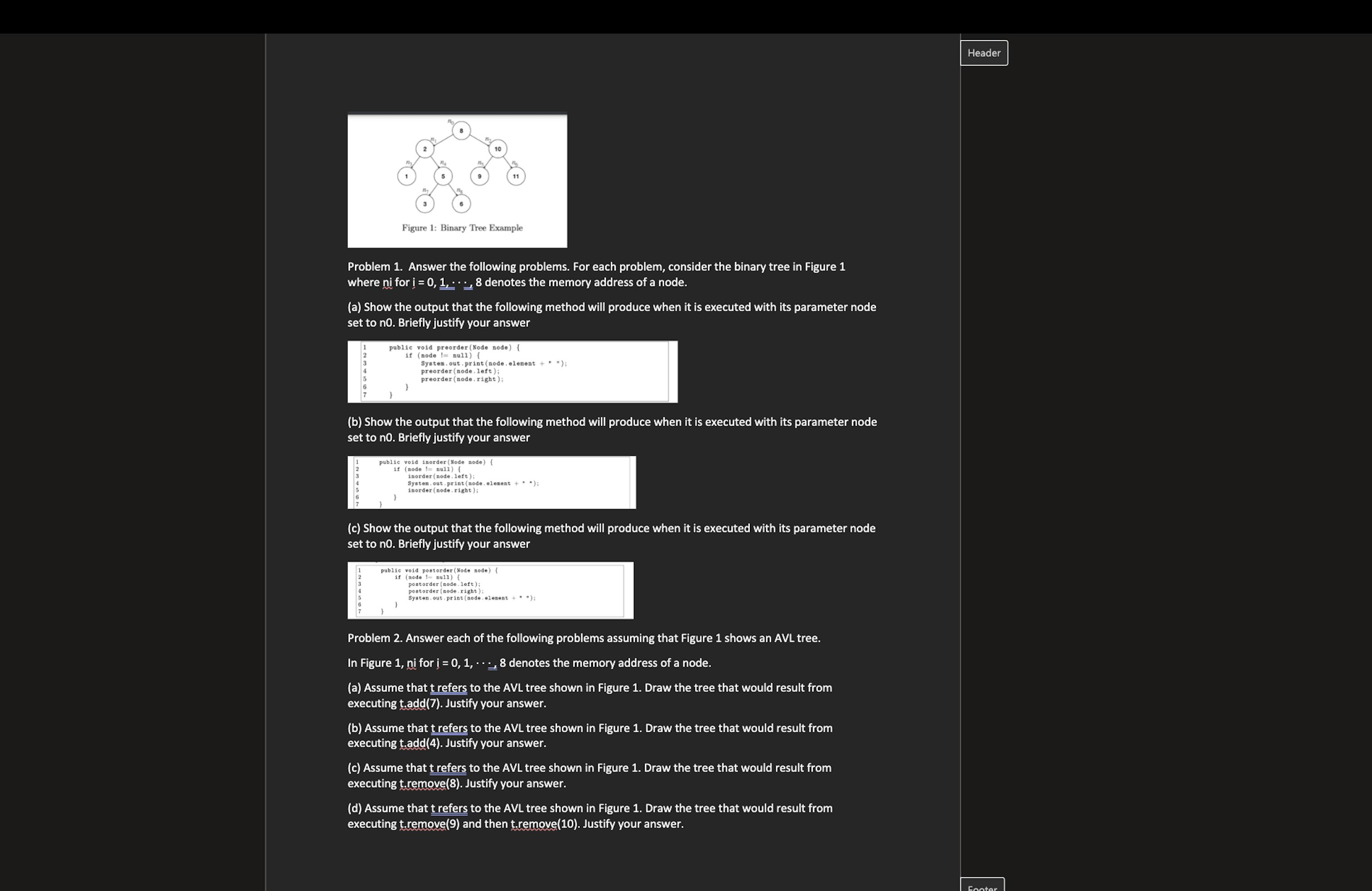 Solved Problem 1. Answer The Following Problems. For Each | Chegg.com