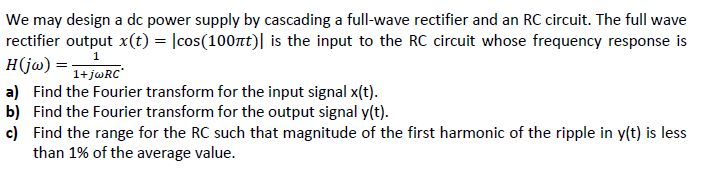 Solved We may design a dc power supply by cascading a | Chegg.com