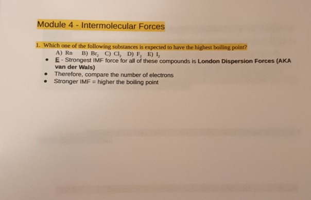 Solved Module 4 - Intermolecular Forces 1. Which One Of The | Chegg.com