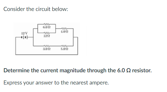 Solved Consider the circuit below: € 6.012 12V 4.092 121 | Chegg.com