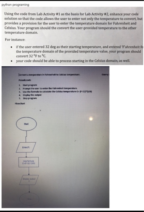 Solved python programing Using the code from Lab Activity #1 | Chegg.com