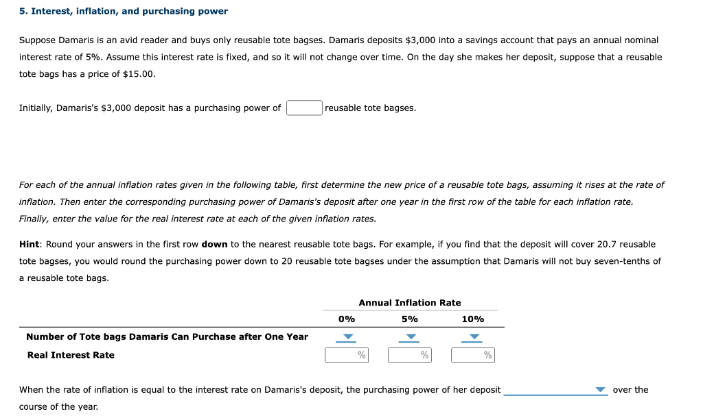 Solved 5. Interest, inflation, and purchasing power Suppose