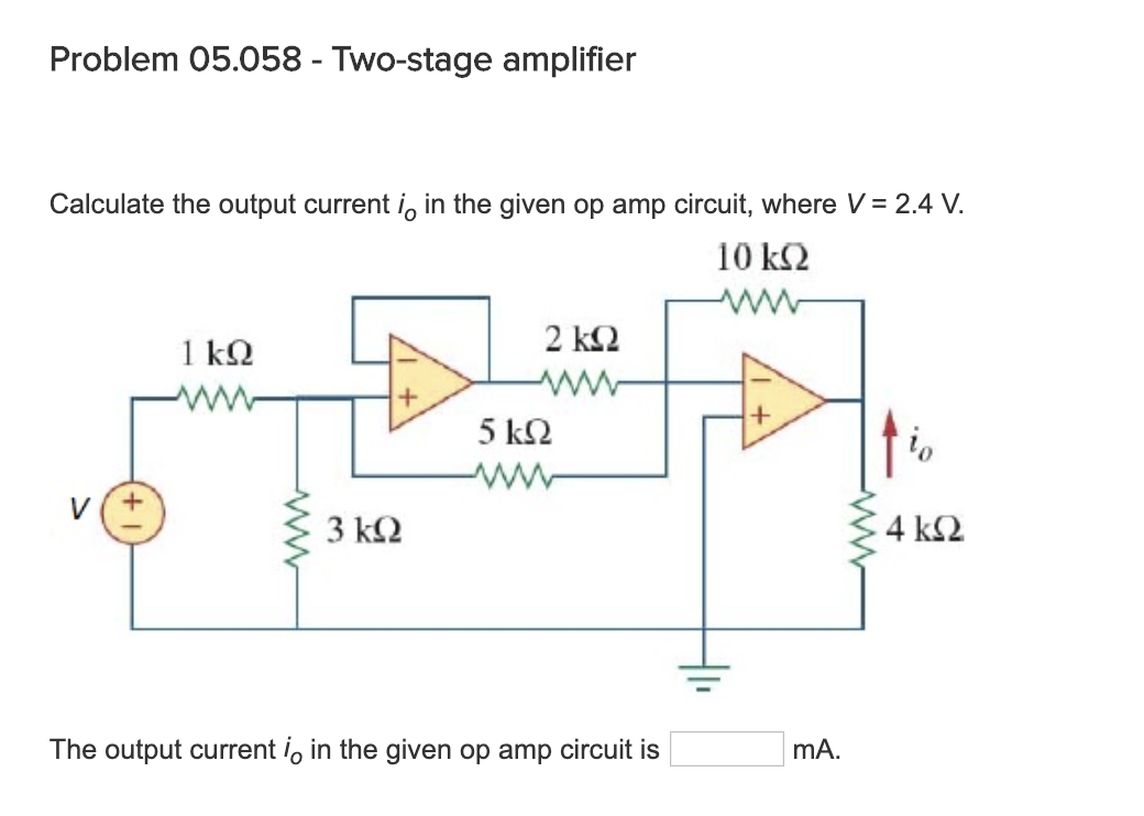 Solved Problem 05.058 - Two-stage amplifier Calculate the | Chegg.com