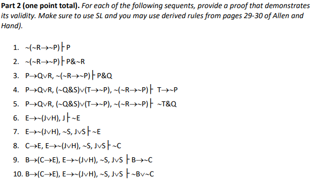 Solved Part 2 One Point Total For Each Of The Followin Chegg Com