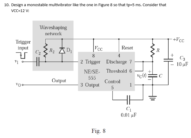 Solved 10. Design a monostable multivibrator like the one in | Chegg.com