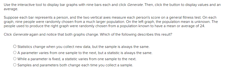 Solved Use the interactive tool to display bar graphs with | Chegg.com