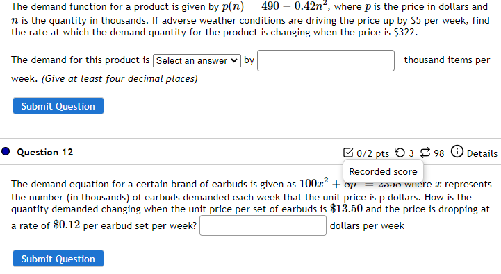 Solved The demand function for a product is given by | Chegg.com