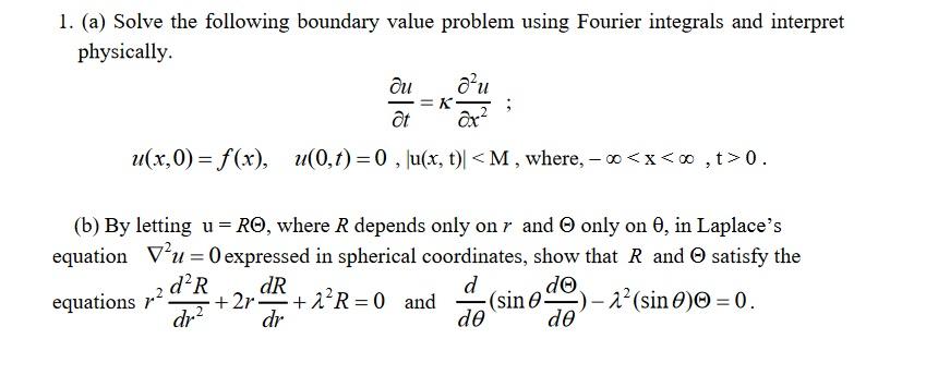 Solved 1. (a) Solve the following boundary value problem | Chegg.com