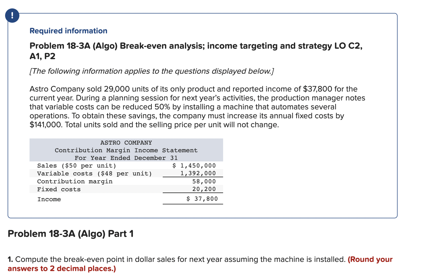 Solved 1. Compute The Break-even Point In Dollar Sales For | Chegg.com