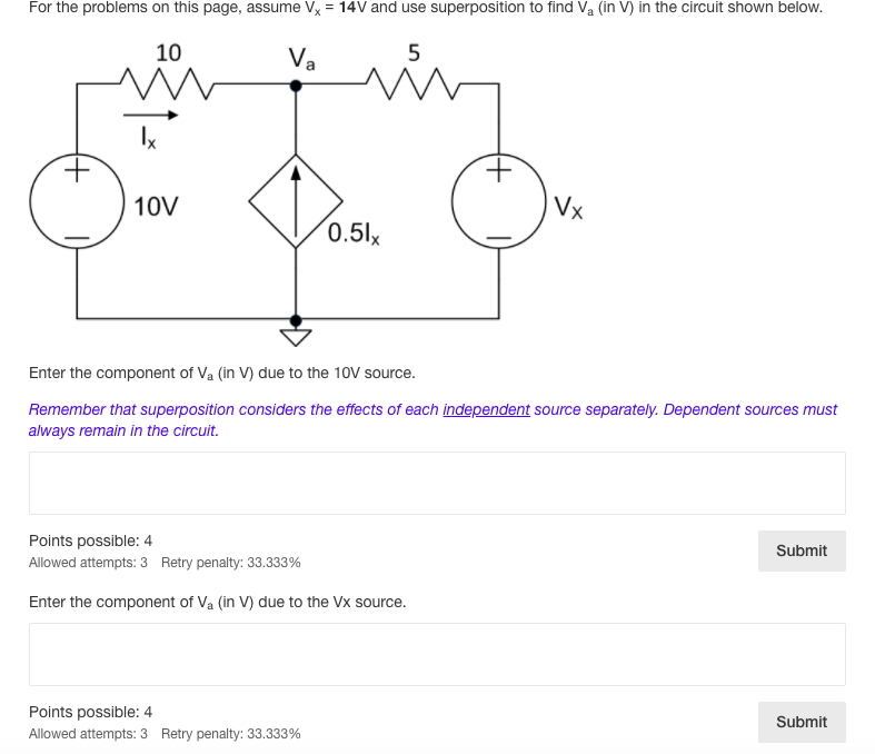 Solved For the problems on this page, assume Vx = 14V and