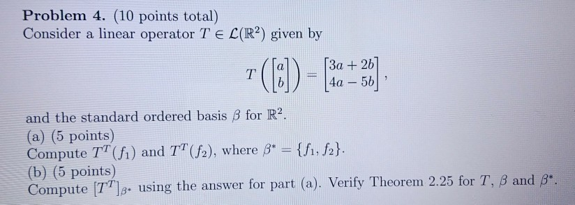 Solved Problem 4. (10 points total) Consider a linear | Chegg.com
