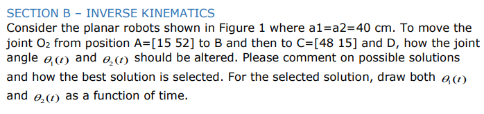 Solved SECTION B - INVERSE KINEMATICS Consider the planar | Chegg.com