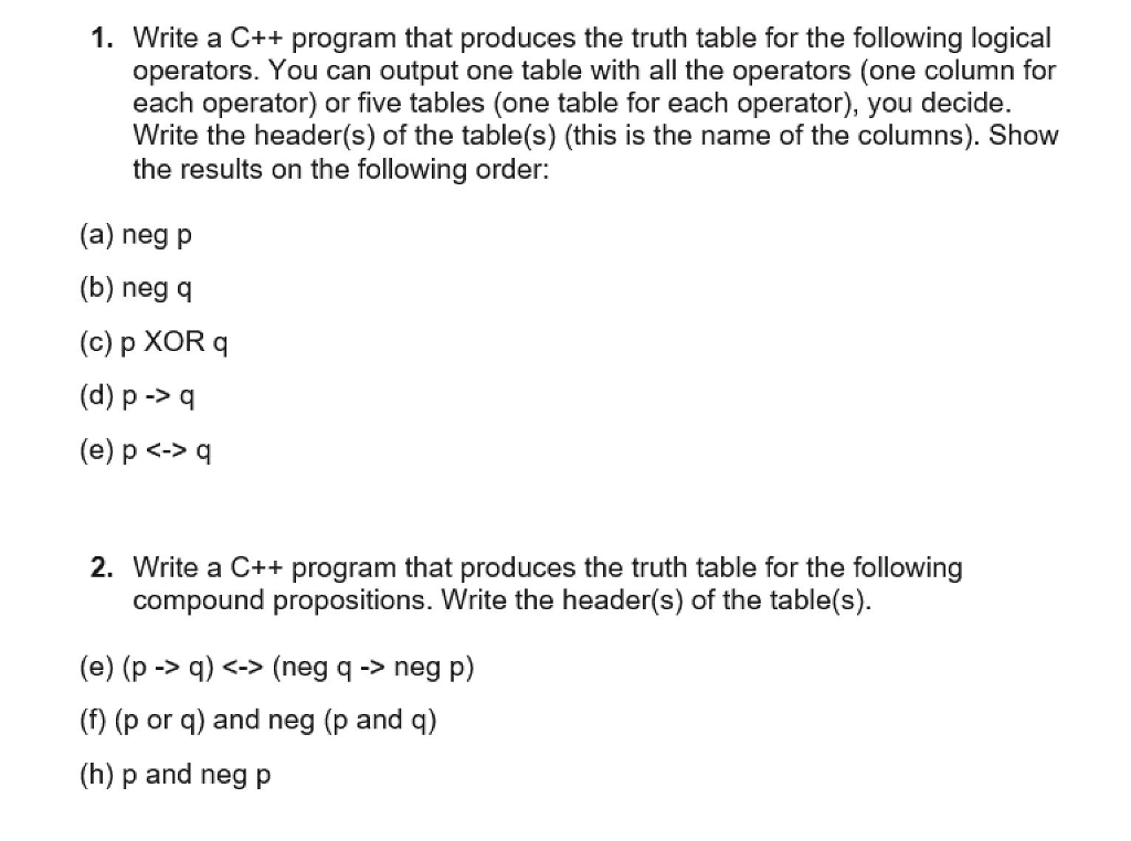 Solved logical 1. Write a C++ program that produces the | Chegg.com