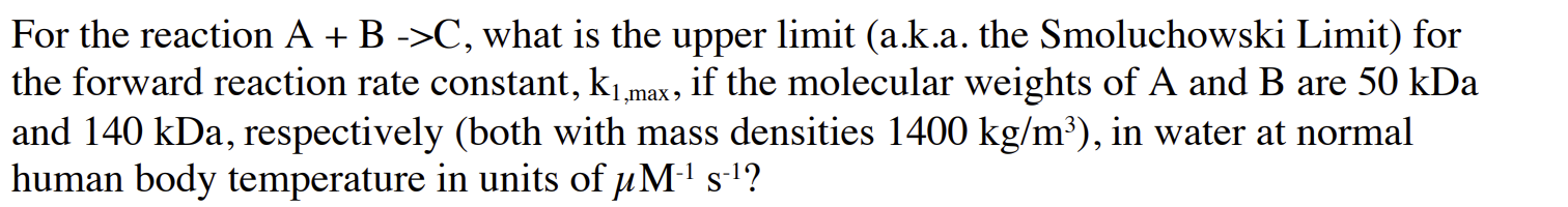 Solved For the reaction A+B−>C, what is the upper limit | Chegg.com