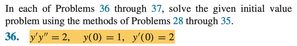 Solved In each of Problems 36 through 37, solve the given | Chegg.com