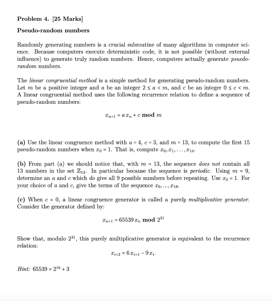 Solved Problem 1. [25 Marks] (a) Use The Euclidean Algorithm | Chegg.com