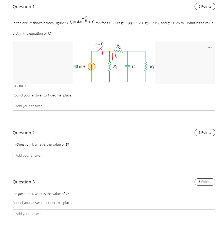 Solved Question 1 5 Points In the circuit shown below | Chegg.com