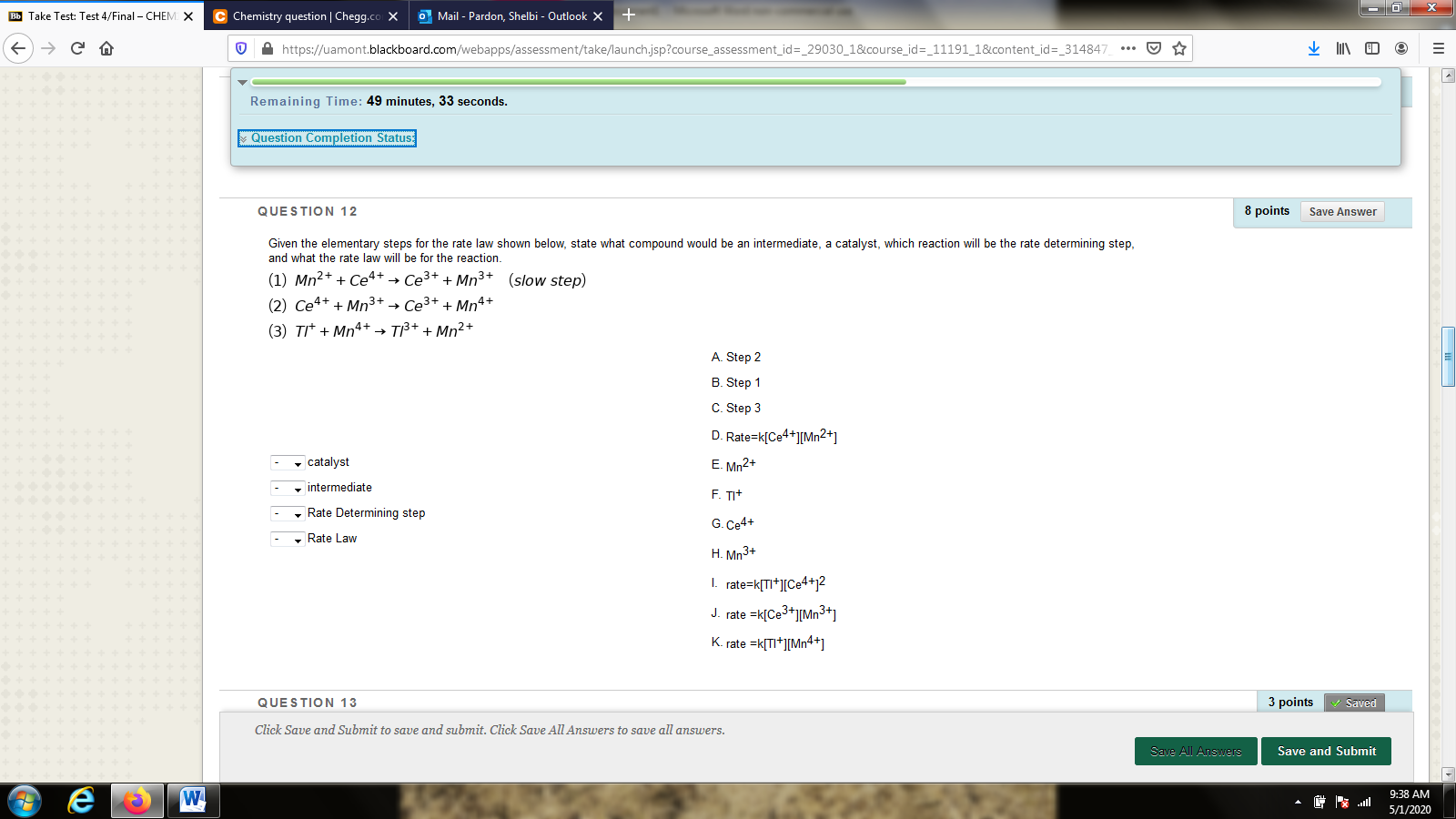 Solved Bb Take Test: Test 4/Final -CHEM X C Chemistry | Chegg.com