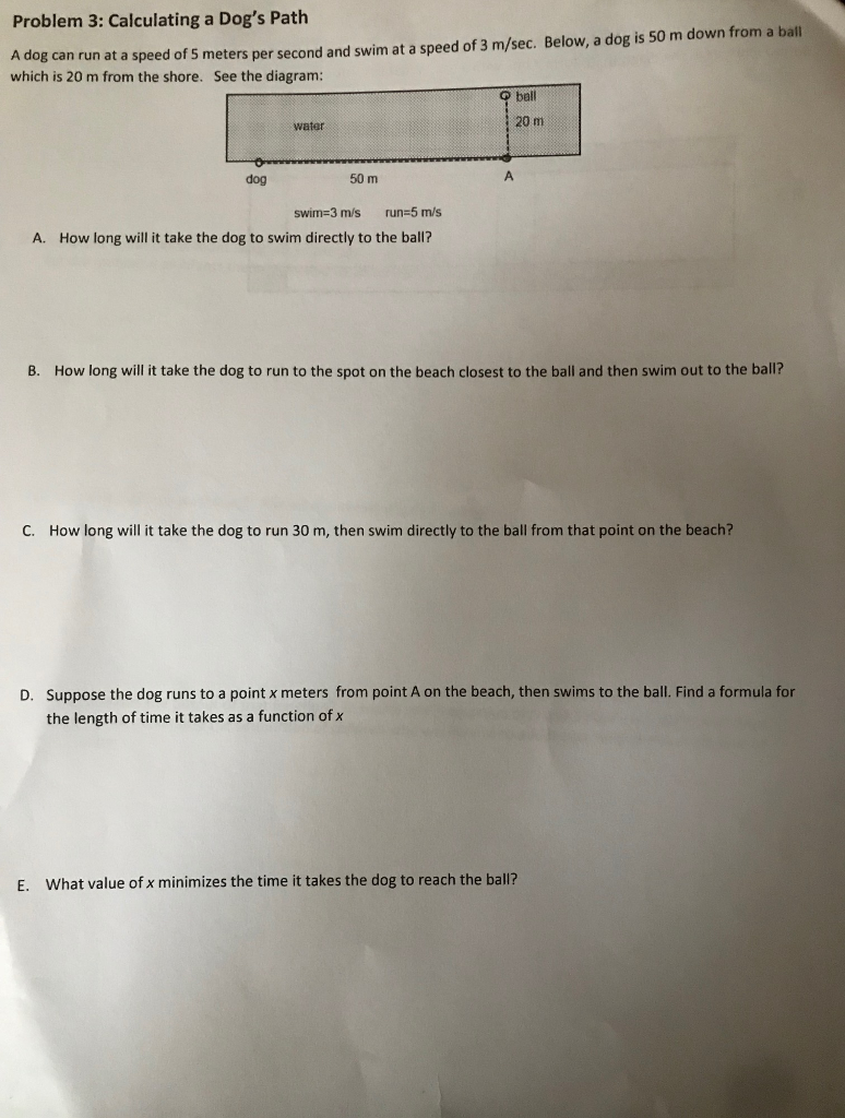 Solved Problem 3: Calculating a Dog's Path og can run at a | Chegg.com