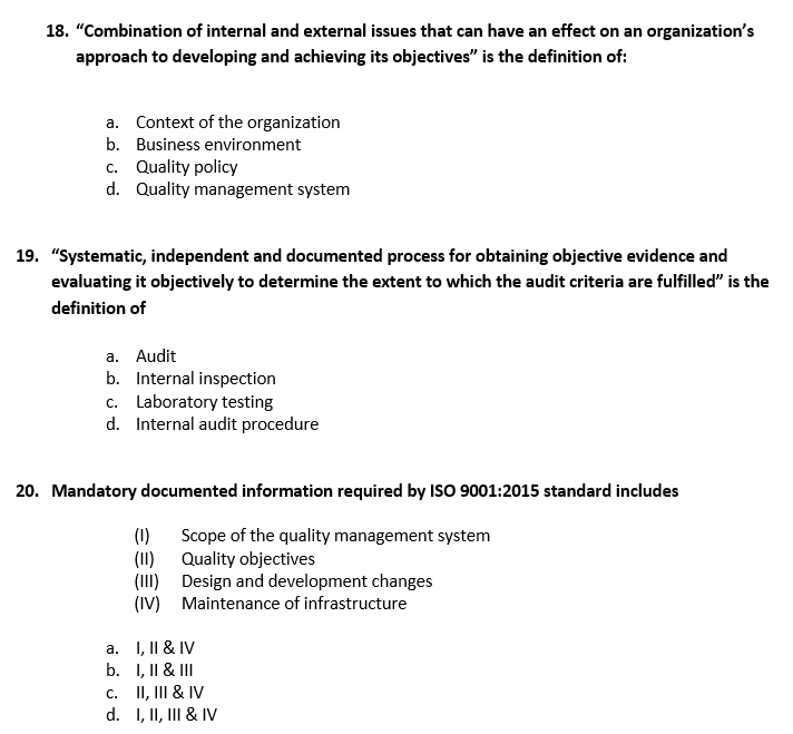 Iso 9001 Lead Auditor Exam Questions And Answers Pdf